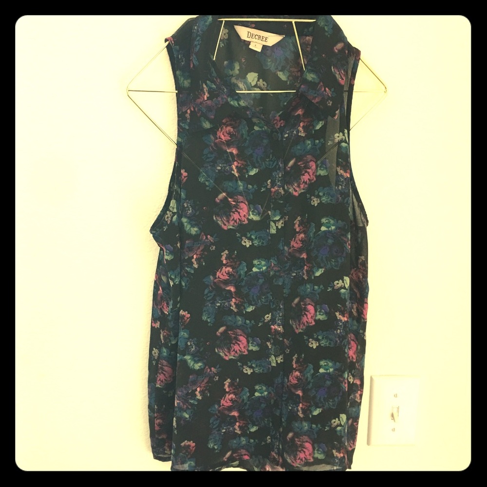 Junior Sheer Floral High Low Top